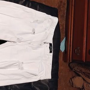 Men's Akoo jeans, blue size 38, and white size 40